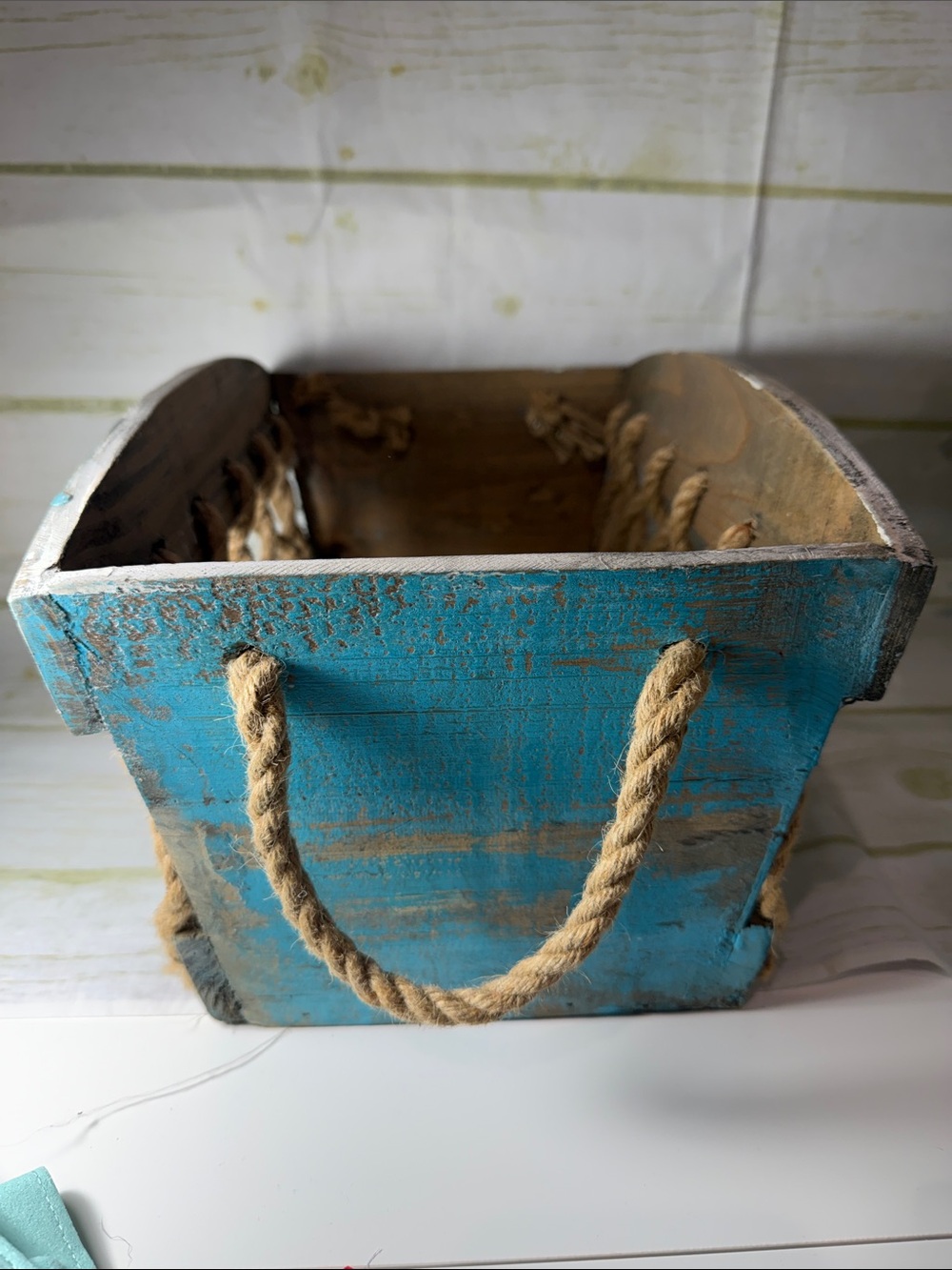 Rustic Turquoise Rope Wall Shelf - Home Accents - Picture 4 of 4